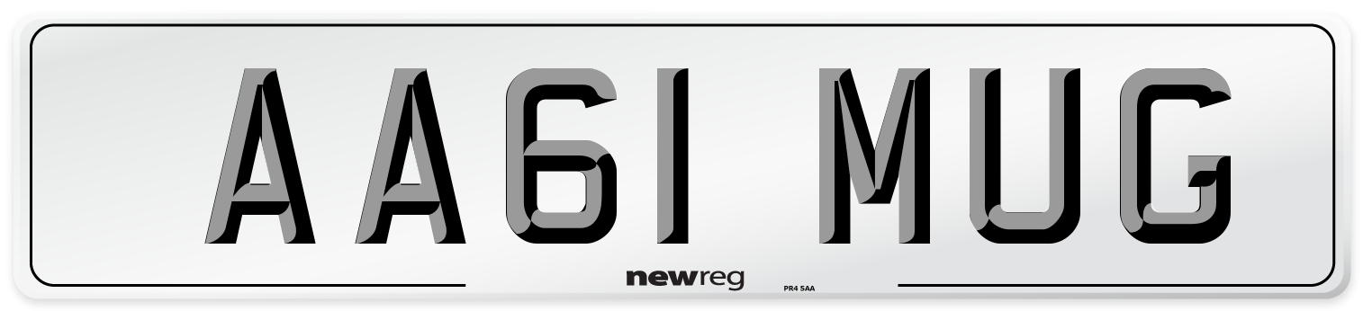 AA61 MUG Number Plate from New Reg